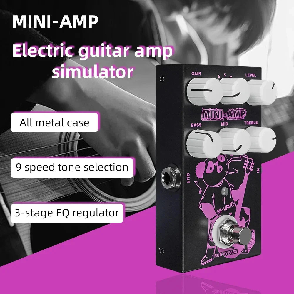 M-VAVE MINI-Médailles Pédale d'effet de simulation de pré-ampli 9 effets d'ampli classique 3 bandes EQ True Bypass
