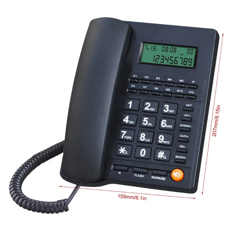 Téléphone fixe filaire DX11 avec grosses touches et identification de l'appelant, téléphone fixe pour bureau, hôtel, réception