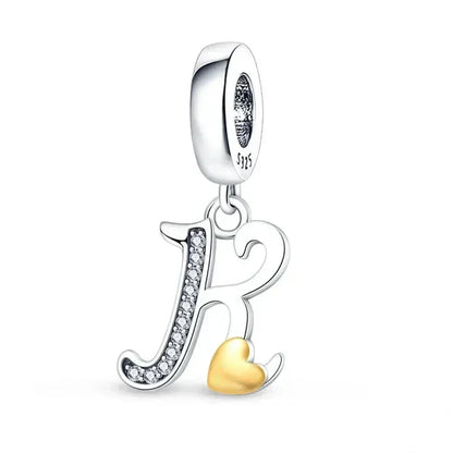 925 Sterling Silver Initial Charm with CZ Sparkle