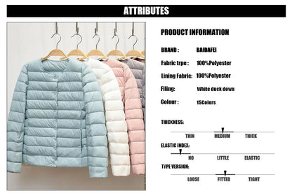 2024 New Spring Winter Women Liner Warm Down Jackets Ultralight Collarless Portable Female Padded Parkas O-Neck Puffer Overcoat