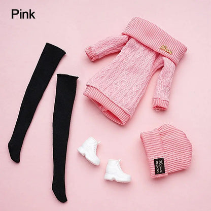 For 1/6 Doll Clothes 29~32cm Doll Plush Coat Skirt Doll Winter Dress Girl Coat Handmade Casual Wear Set Doll Accessories Gift