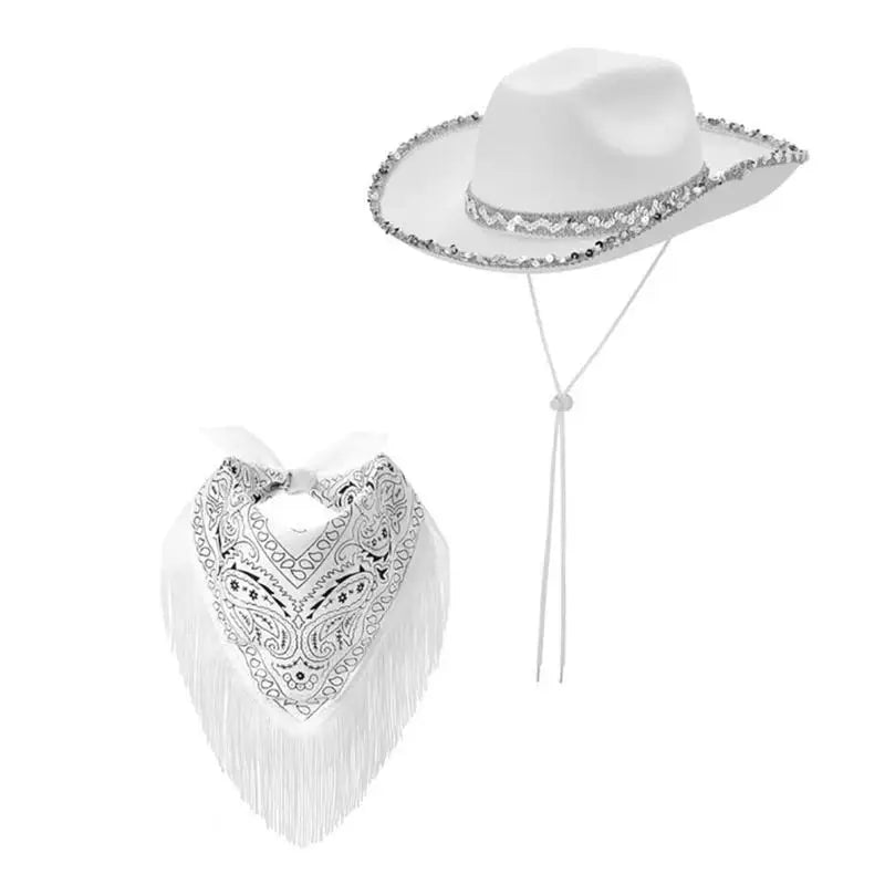 Ensemble chapeau écharpe Cowgirl 31BB, écharpe Cool pour Festival musique, fête costumée