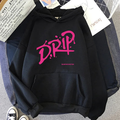 Babymonster Album goutte à capuche 2024 rétro femmes/hommes Harajuku esthétique sweats à capuche unisexe automne hiver pull sweat Vintage