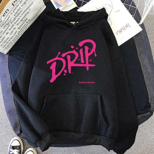 Babymonster Album goutte à capuche 2024 rétro femmes/hommes Harajuku esthétique sweats à capuche unisexe automne hiver pull sweat Vintage
