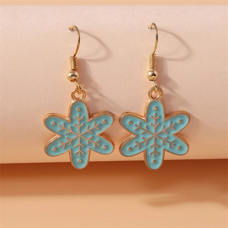 Fashion Merry Christmas Tree Deer Snowflake Santa Claus Drop Earrings for Women Girls New Year Party Festival Jewelry Gifts