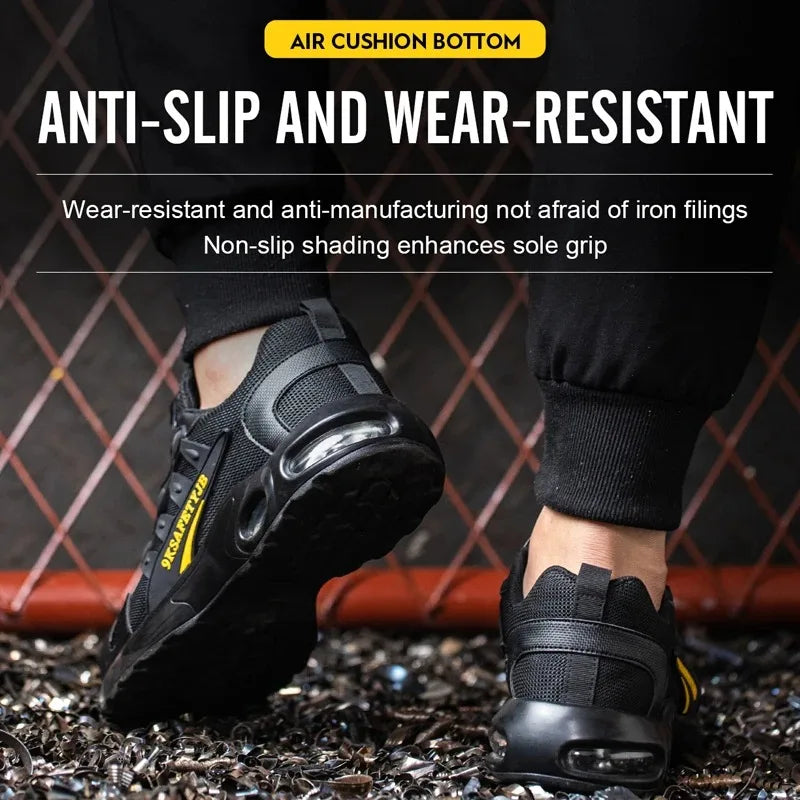 YIZHONCO Autumn Safety Shoes BOA Men Sneakers Steel Toe Cap Shoe Work Shoes Puncture-Proof Work Safety Shoes Boots