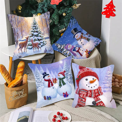 Housse de coussin de noël, père noël, décor de joyeux noël pour la maison, ornements de noël 2025, cadeaux de noël, nouvel an 2026