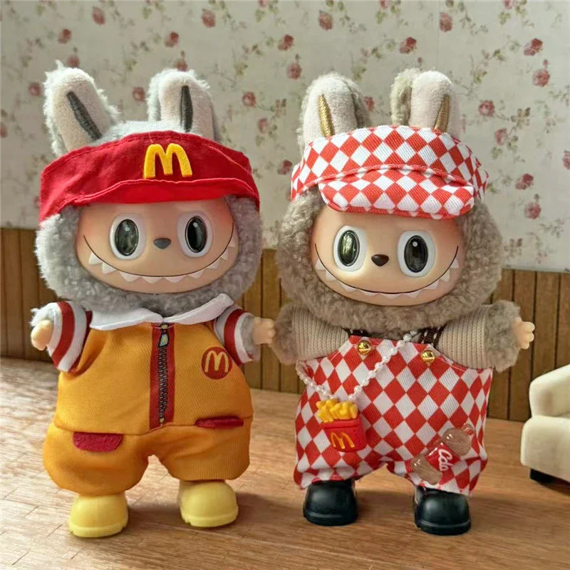 Tenue de travail Vêtements pour poupée Labubu Mode Café Fast-food Frites Hamburgers Tenue Vêtements Accessoires Cosplay