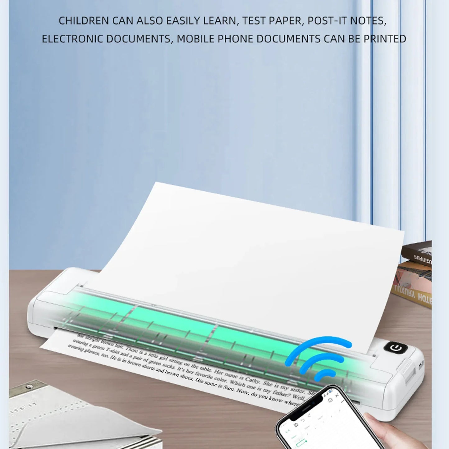 Thermal Printer 200dpi Mini Portable Bluetooth Rechargeable Inkless Thermal Printer for School  Inkless Thermal Printer