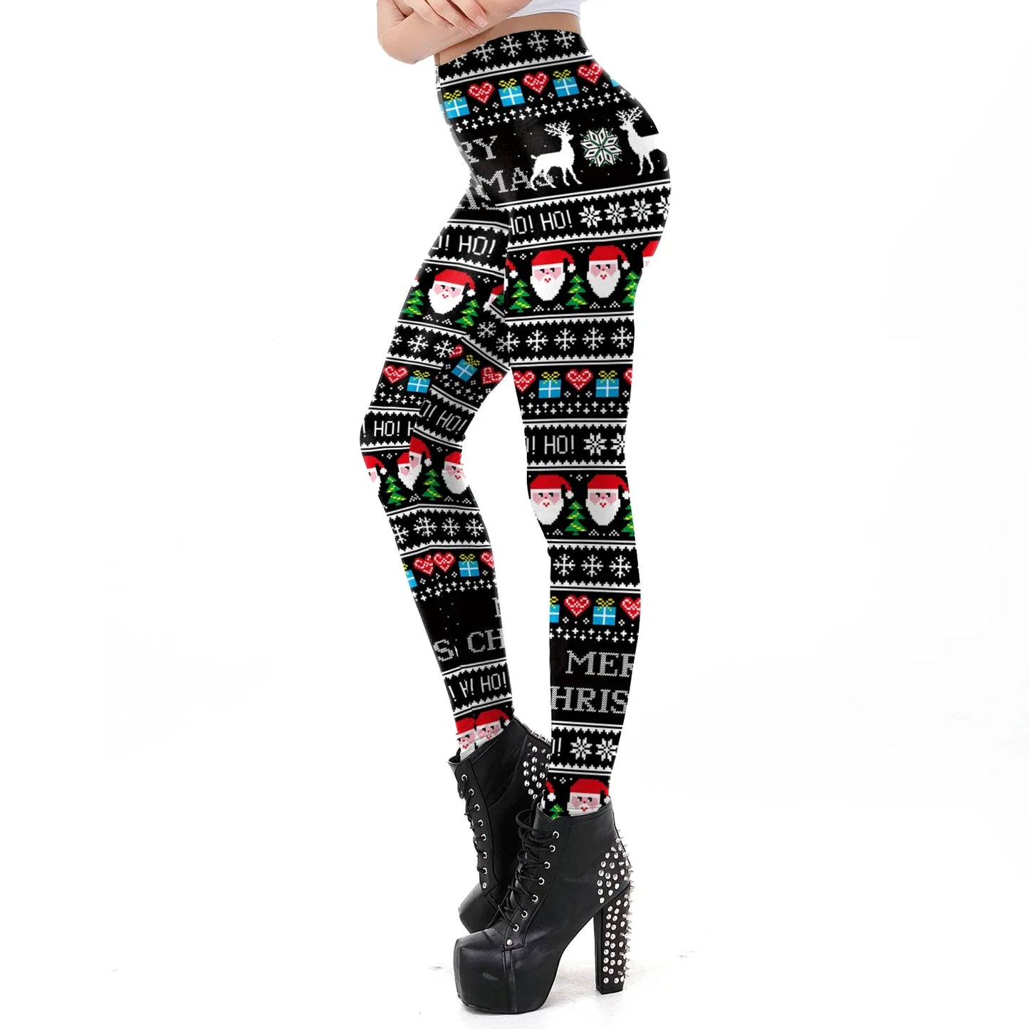 NADANBAO Merry Christmas Leggings for Woman Green White Stripe Pattern Pants Xmas Party Pants Girls Sexy Tights Fitness Workout