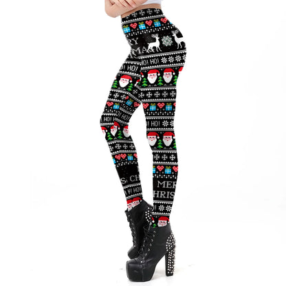NADANBAO Merry Christmas Leggings for Woman Green White Stripe Pattern Pants Xmas Party Pants Girls Sexy Tights Fitness Workout