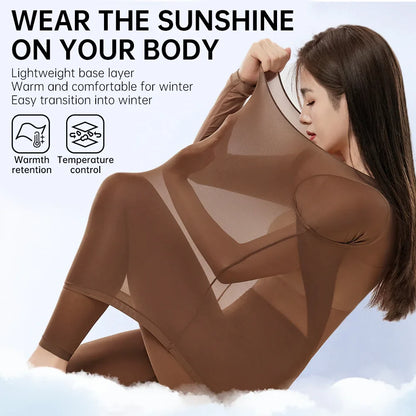 POKARLA 1 ensemble de sous-vêtements thermiques chauds intimes Sexy longs Johns femmes en forme de ensembles femme col moyen vêtements de mise en forme thermique