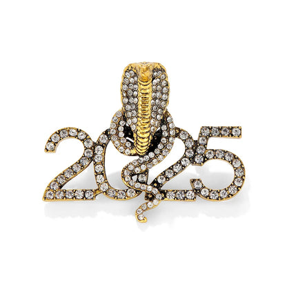 Broches serpent du zodiaque Vintage, strass créatifs pour hommes et femmes, vêtements animaux, bijoux cadeaux du nouvel an, nouvelle collection 2025