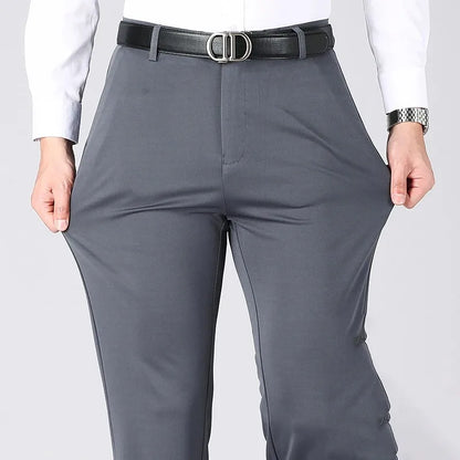 TRAF Autumn And Winter Thick Men's Fashion Comfortable Casual Long Pants Four-Sided Elastic Pants Loose Straight Leg Suit Pants