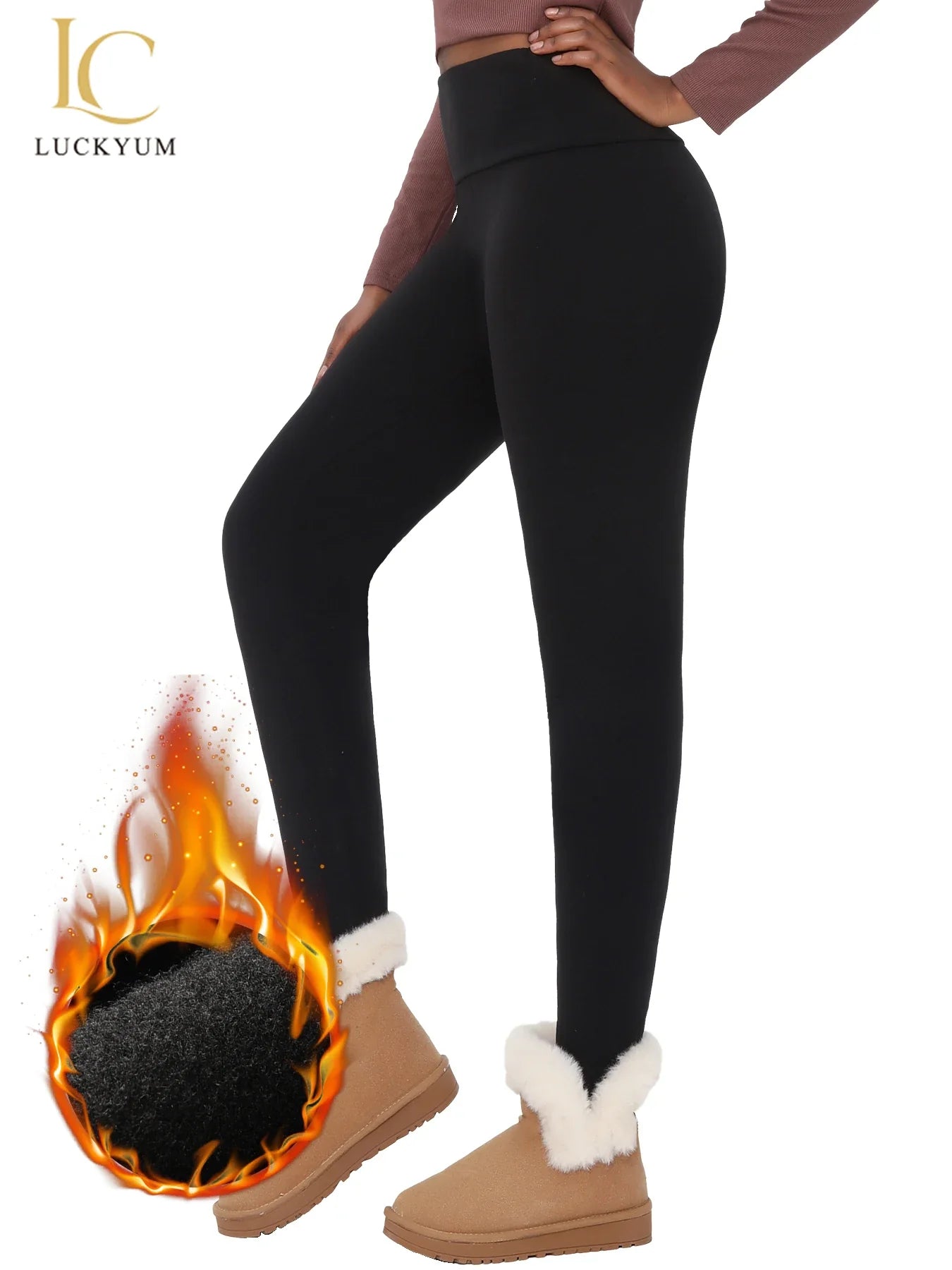 Leggings taille haute doublés en polaire thermique pour femme. Collants chauds et épais pour l'entraînement, pantalons de yoga doux, hiver
