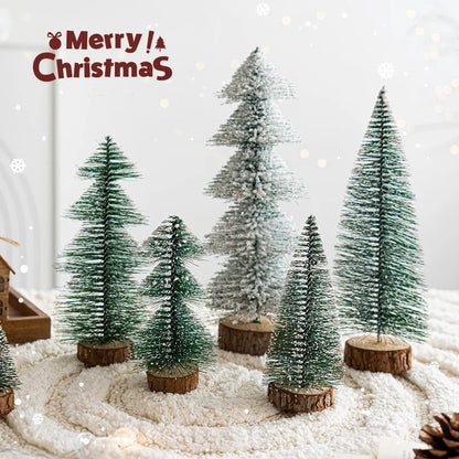 2Pcs Mini Artificial Christmas Tree Crafts Supplies Christmas Party Office Desktop Ornaments Christmas Tree Home Decorations