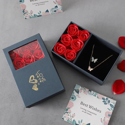 Boîte à bijoux Rose, boîte à bagues à Six fleurs, cadeau de saint-valentin, boîte d'emballage de bijoux, pendentif, collier, cadeaux d'anniversaire pour femme et maman