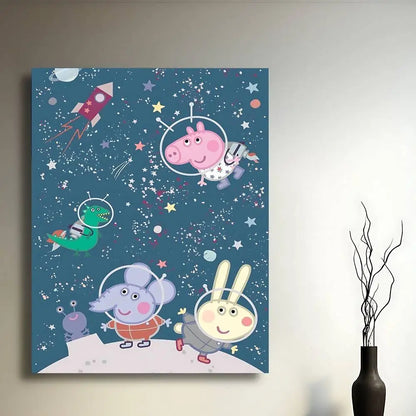 Cartoon Cute W-Peppa PigS Poster Sticky Posters Waterproof Paper Sticker Coffee House Bar Home Decor