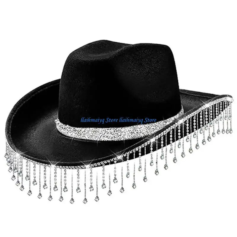 Casquette Cowboy avec pompons en chapeau Cowgirl occidental pour femmes filles, accessoires Photo, 573B