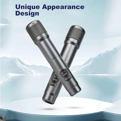 Wireless Microphone Handheld Microphones 2 Channels Karaoke Microphones 2.4G Rechargeable Mic for Live KTV Wedding Party