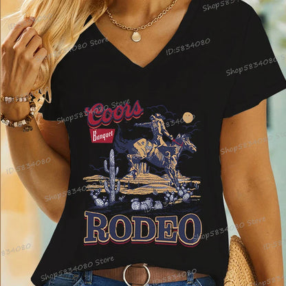 Chemise de rodéo des années 90, décontractée, style cow-boy, cadeau pour cow-girls, tops de rodéo tendance, vêtements western, t-shirt de cow-boy western
