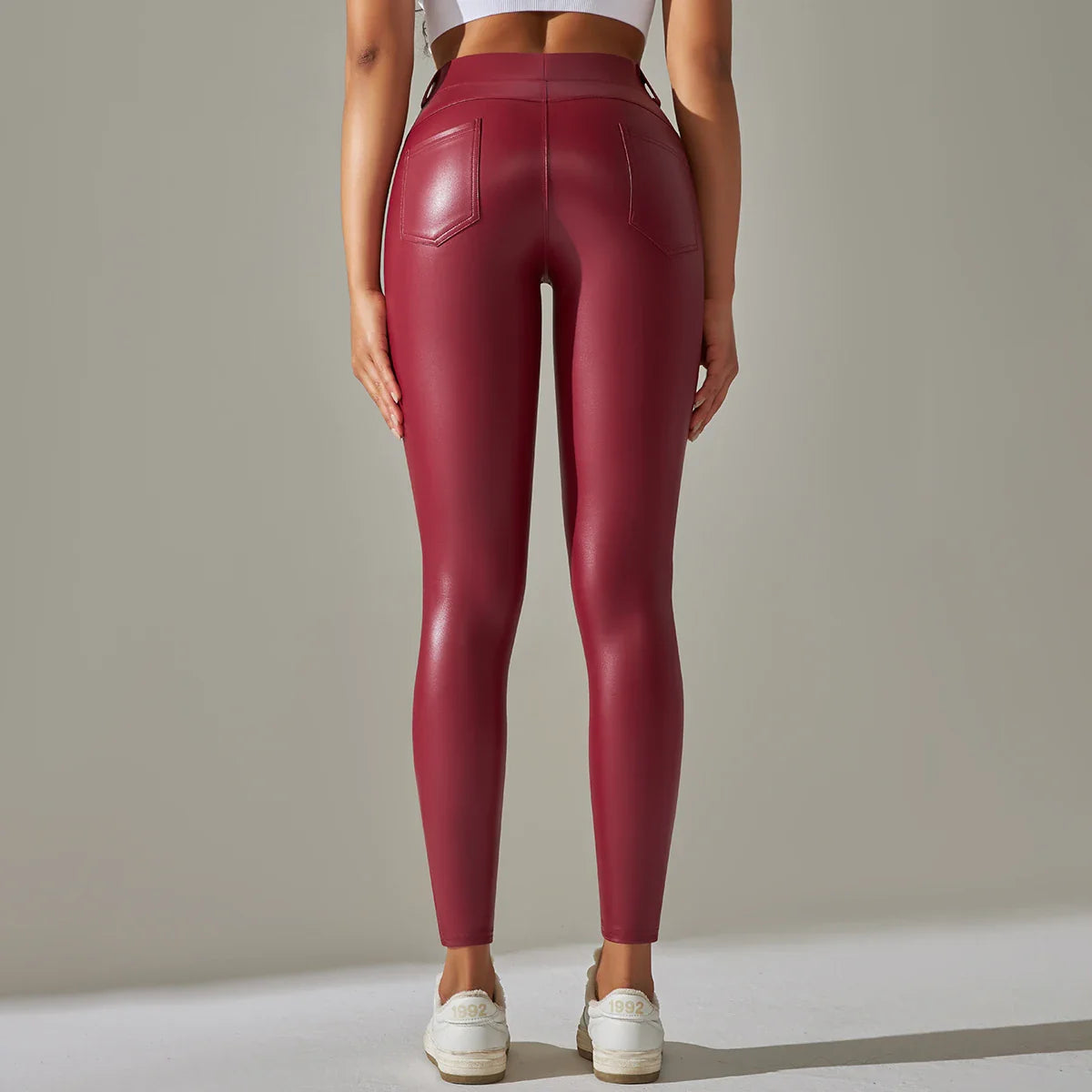 Leggings en cuir PU femmes Sexy Scrunch fesses Leggings filles Faux cuir pantalon taille haute Push Up Leggings décontractés 6 couleurs