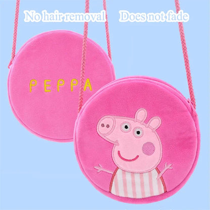 Peppa Pig Crossbody Bag Stereoscopic Doll Backpack Anime Knapsack Plush Coin Purse Toys George Round Pocketbook Children's Gifts