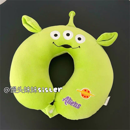 Cartoon Stitch U-shaped Neck Pillow Kawaii Stuffed Anime Comfortable Alien Sullivan Nap Pillow Airplane Travel Pillow Xmas Gifts