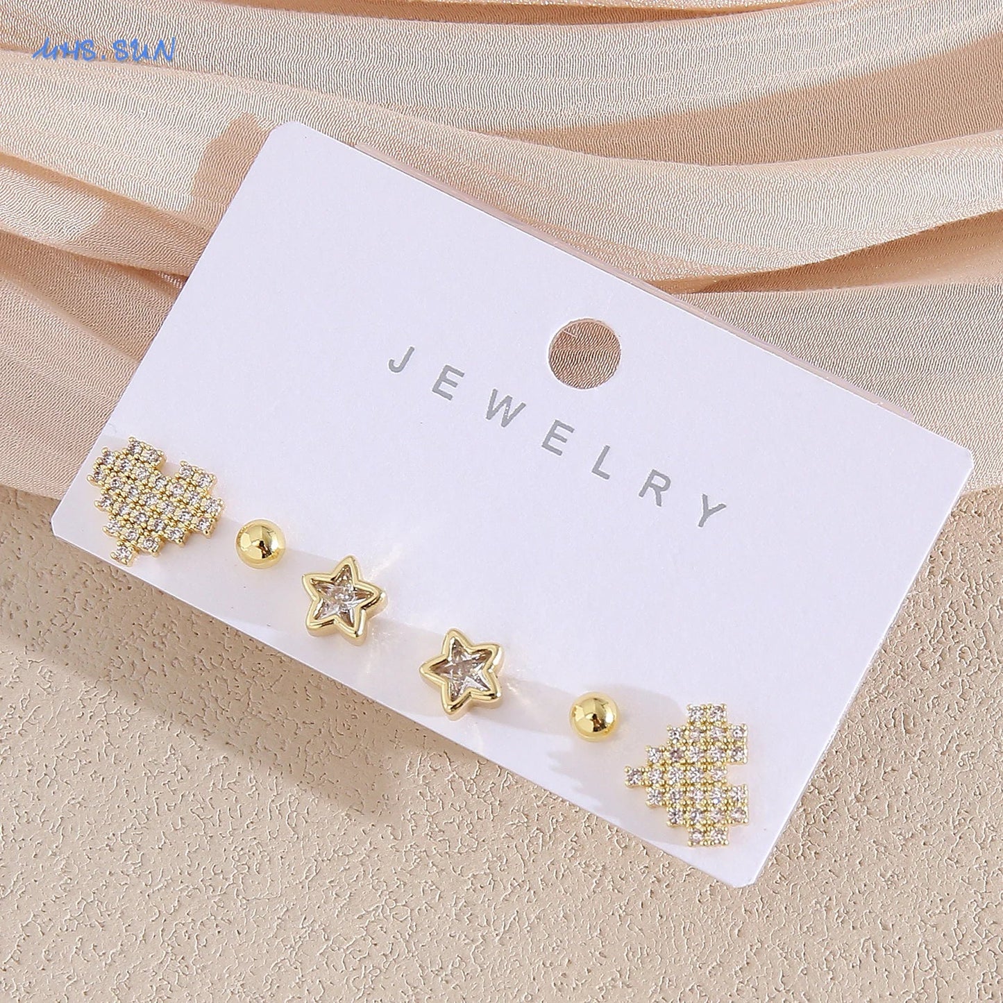 MHS.SUN-Ensemble de Boucles d'Oreilles Creuses en Forme de Cœur, pour Femme et Fille, 3 Paires
