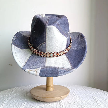 Ethnic Style Cowboy Hat Fashion Chic Unisex Solid Color Jazz Hat With Bull Shaped Decor Western Cowboy Hats