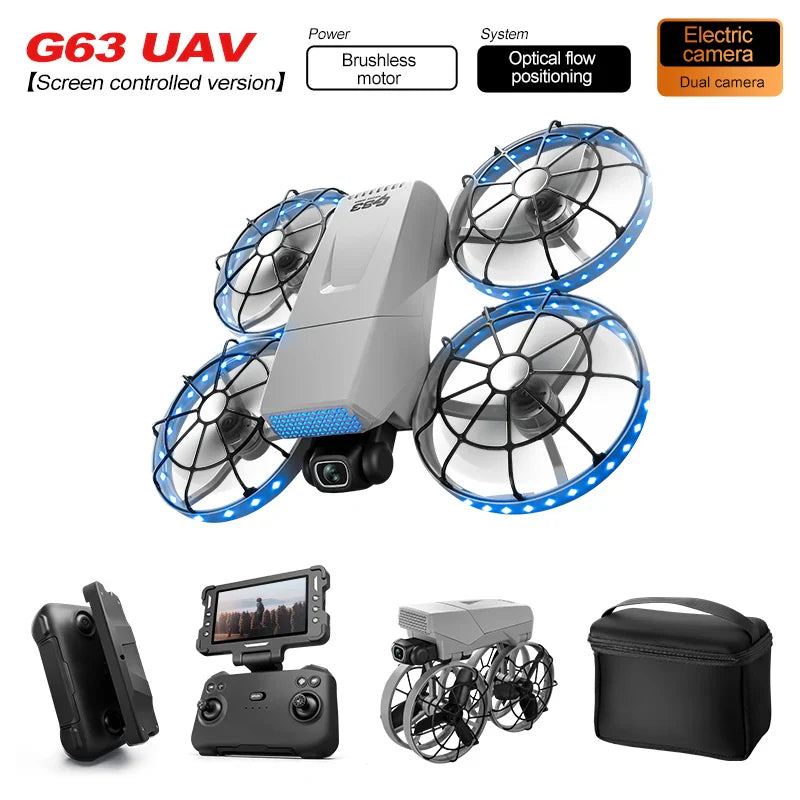 Drones 4k professionnel 10km flux optique sans brosse pliant double miroir photographie aérienne professionnelle avec drone à cardan servo