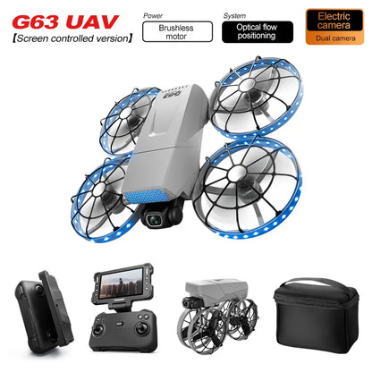 Drones 4k professionnel 10km flux optique sans brosse pliant double miroir photographie aérienne professionnelle avec drone à cardan servo