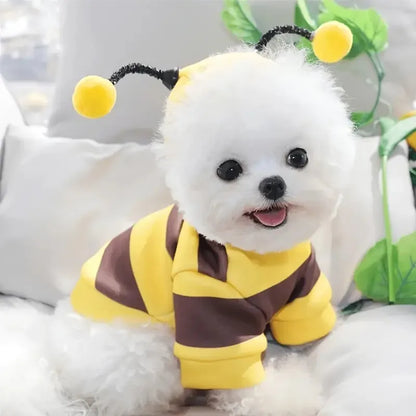 Sweat à capuche pour animaux de compagnie thème Abeille mignonne 2025 - Un pull douillet en tricot pour chiots et chats, parfait pour les costumes de cosplay de fêtes de fin d'année