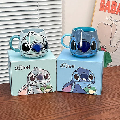 Anime Stitchou Fille Tendance Mignonne Motif Dessin Animé Créatif Couple Lait Boire Café Tasse Céramique Cadeaux d'Anniversaire