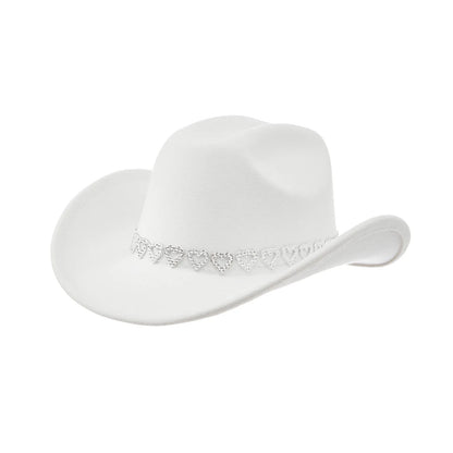Chapeau de Cowgirl en strass pour femmes, Style occidental rétro, chapeau de soleil à large bord, casquettes de fête à thème