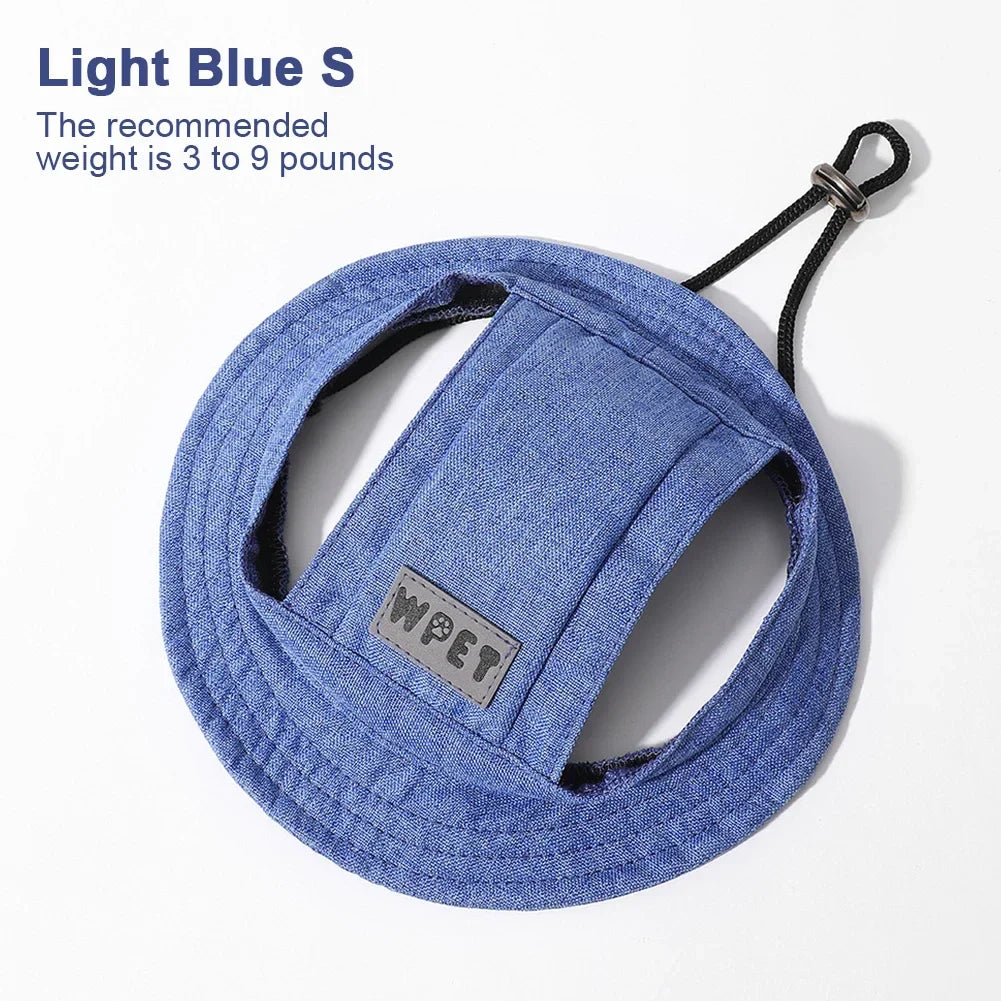 Adjustable Summer Pet Hat, Sun Protection Leak Ear Puppy Linen Cowboy Hat Sun Cap Visor Cute Outdoor Sports Hat for Cat