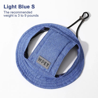 Adjustable Summer Pet Hat, Sun Protection Leak Ear Puppy Linen Cowboy Hat Sun Cap Visor Cute Outdoor Sports Hat for Cat