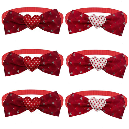 50pcs mignon chien noeud papillon amour coeur Style fournitures pour animaux de compagnie saint valentin petit chien rouge chiot noeud papillon chien chat collier accessoires