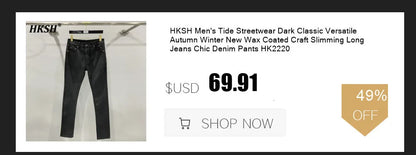 HKSH Spring Autumn New Man Punk Fashion Streetwear Dark Brushed Wax Handmade Damaged Tops Denim Jacket Y2K Chic Ins Coats HK4959