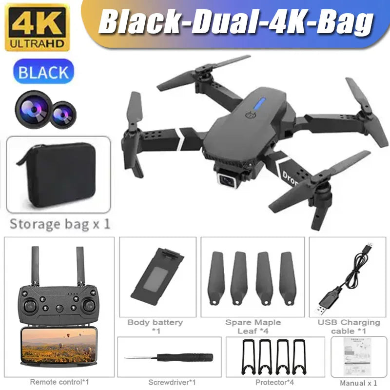 Drone professionnel E88 4K avec caméra grand angle HD 1080P, WiFi, FPV, recommandé de tenir un importateur RC pliable, hélicoptère quadrirotor, jouets pour enfants