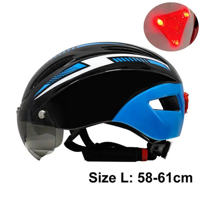 Casque de vélo avec lumière LED pour hommes et femmes, casque de vélo à lentille magnétique, route, montagne, équitation, sports de vélo, planche à roulettes, scooter