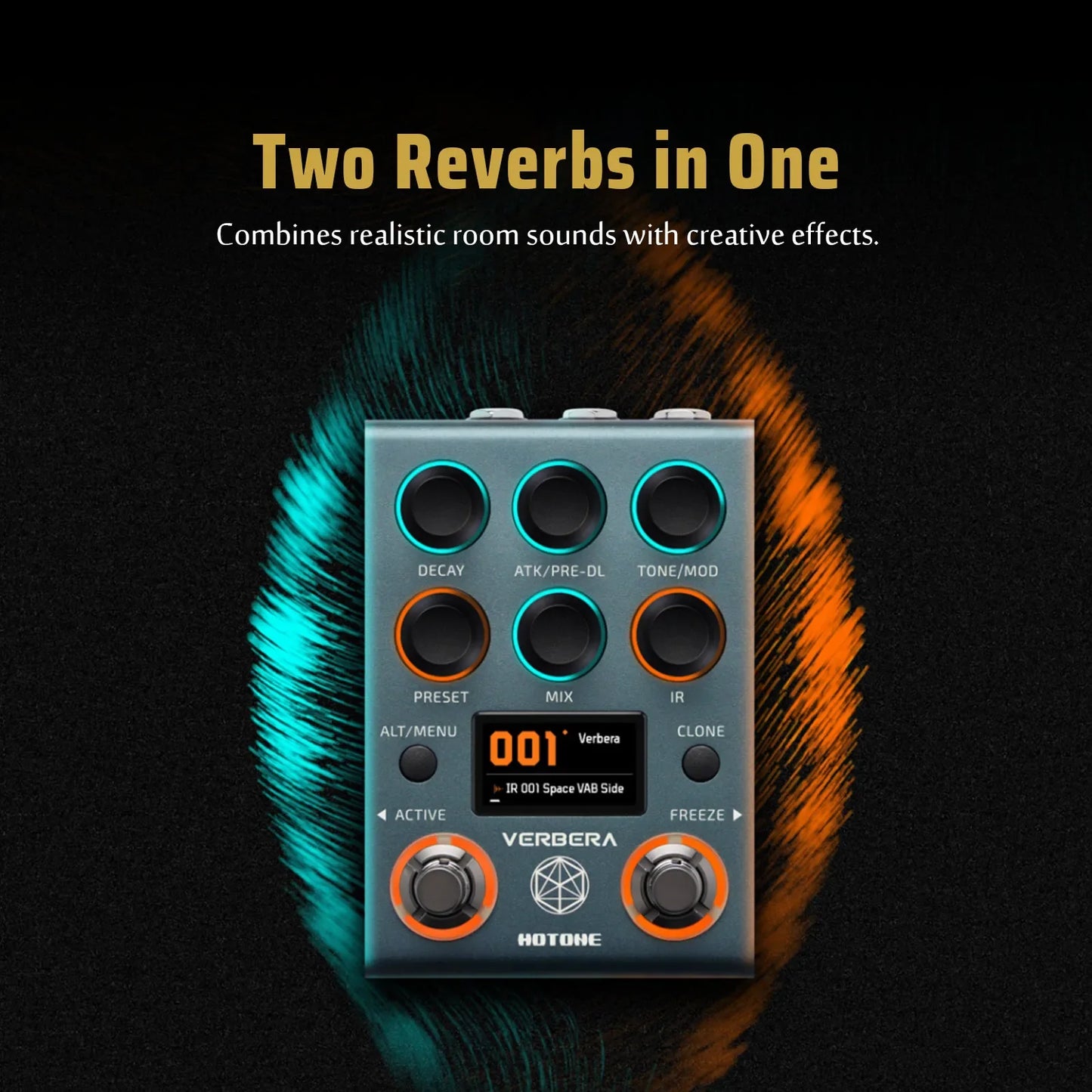 HOTONE Verbera Convolution IR Reverb, Hall Church Spring Plate Pédale de réverbération ambiante pour guitare acoustique électrique, synthétiseurs, voix