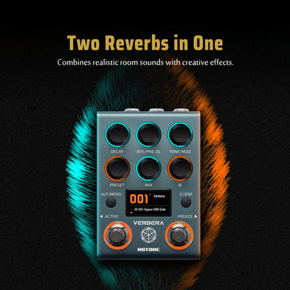 HOTONE Verbera Convolution IR Reverb, Hall Church Spring Plate Pédale de réverbération ambiante pour guitare acoustique électrique, synthétiseurs, voix