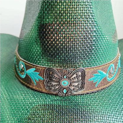 Cowboy hat summer straw hat unisex cowboy hat jazz cowboy straw hat wide brim hat spray paint custom hat party cowboy hat