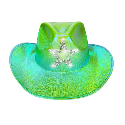 Chapeau de Cowboy occidental rose pour filles, chapeau de Cowgirl avec étoile en cristal Super brillant, chapeau melon pour mariage, carnaval, fête de Festival