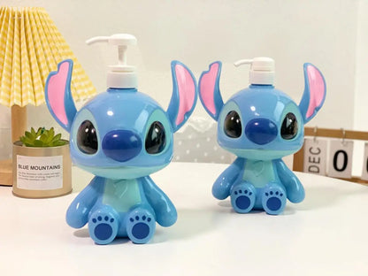 Stitch Sitting Position Lotion Bottle Refillable Pump Container for Shampoo Body Wash Cute Cartoon Travel Dispenser Bathroom Use