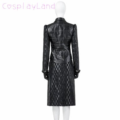 Cruella Costume Halloween Evil Queen Cosplay Outfit Black Fashion Lady Dresses Fancy Emma Formal Suit Jacket Skirt Gloves