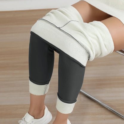 Leggings chauds en polaire pour femmes, collants épais en velours, taille haute, élastiques, Slim, couleur unie, pour prévenir le froid, automne et hiver