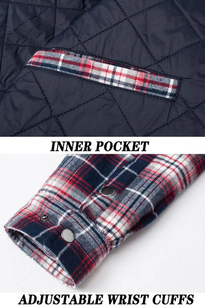 TACVASEN Veste d'hiver en coton à carreaux pour homme, manches longues, matelassée, doublée, en flanelle, multi-poches, vêtements d'extérieur, manteaux de randonnée