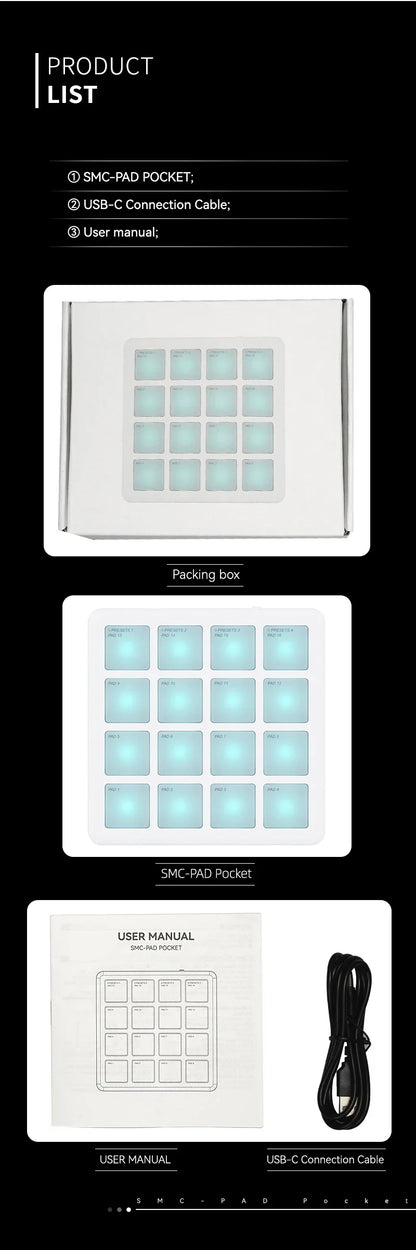 Contrôleur MIDI sans fil Portable M-VAVE SMC-PAD, 16 tampons, Percussion appropriée, DJ, arrangeur de musique, contrôleur de clavier